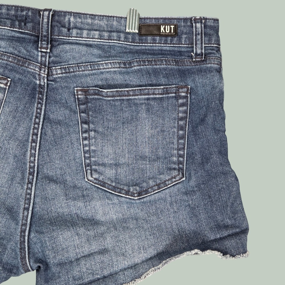 Kut from the Kloth Womens 12 Gigi High Rise Denim Shorts Blue Whiskering
